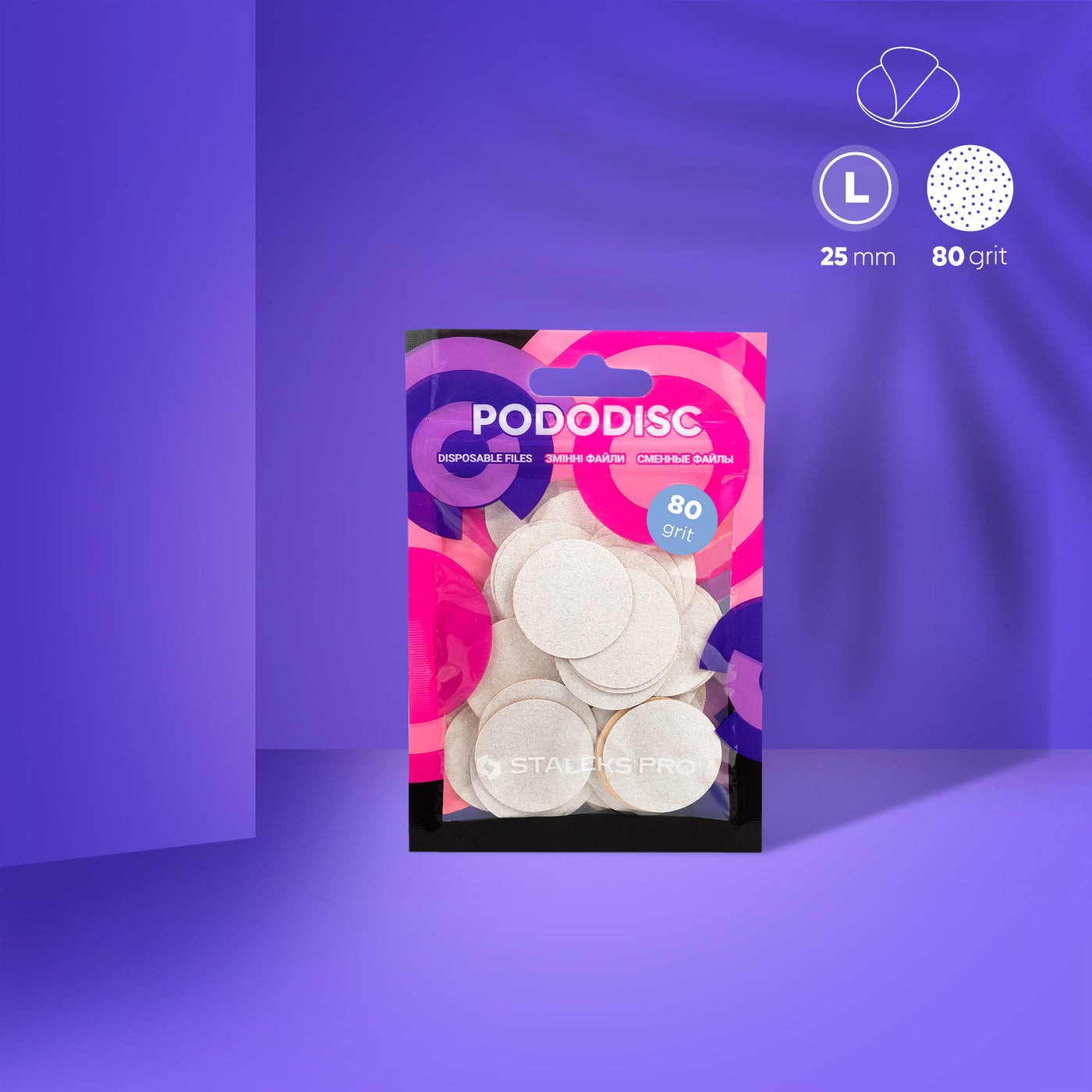 Staleks Disposable white files for pedicure disc PODODISC - PDF-25-80W - Bild 1