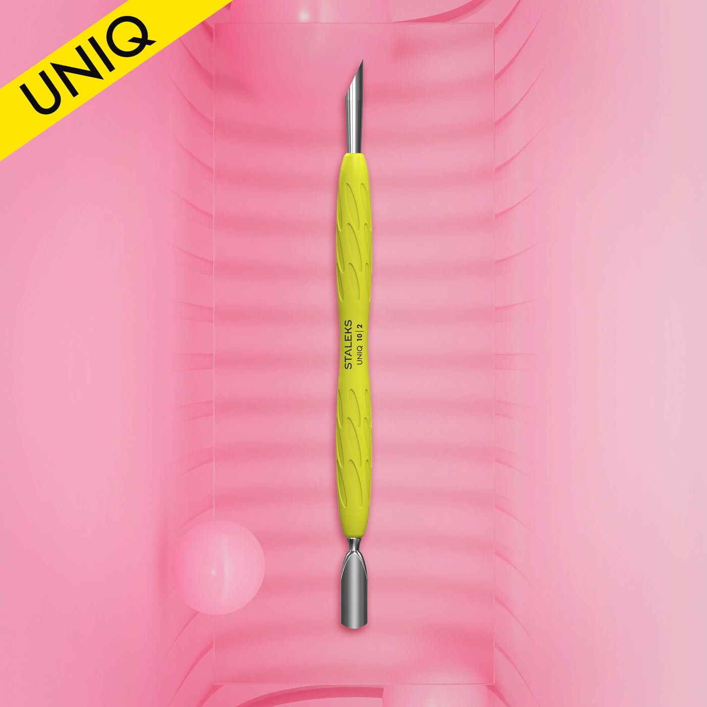 Staleks Manicure pusher Gummy with yellow silicone handle - PQ-10/2Y - Bild 1