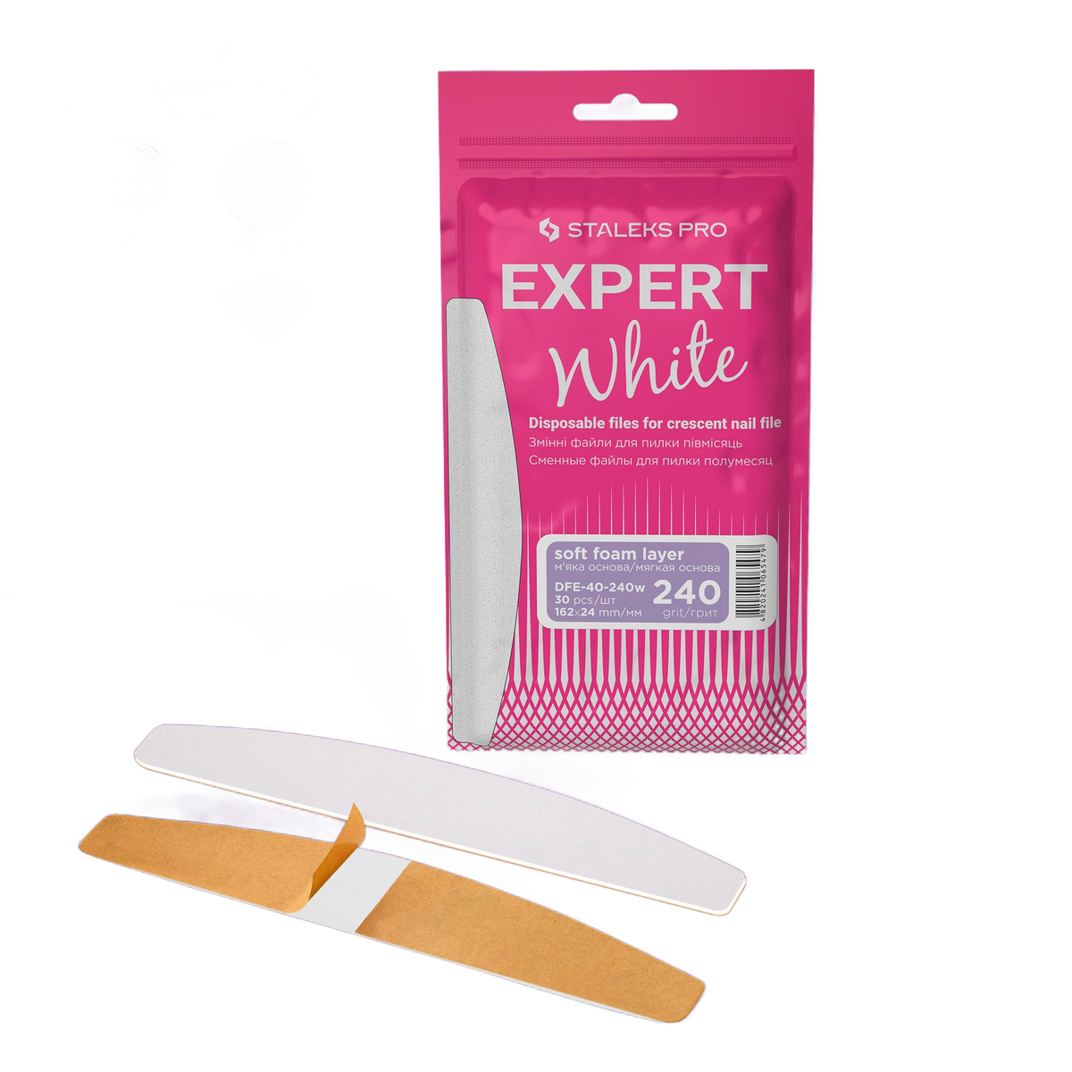 Staleks Disposable white files for crescent nail file on a - DFE-40-240W - Bild 1