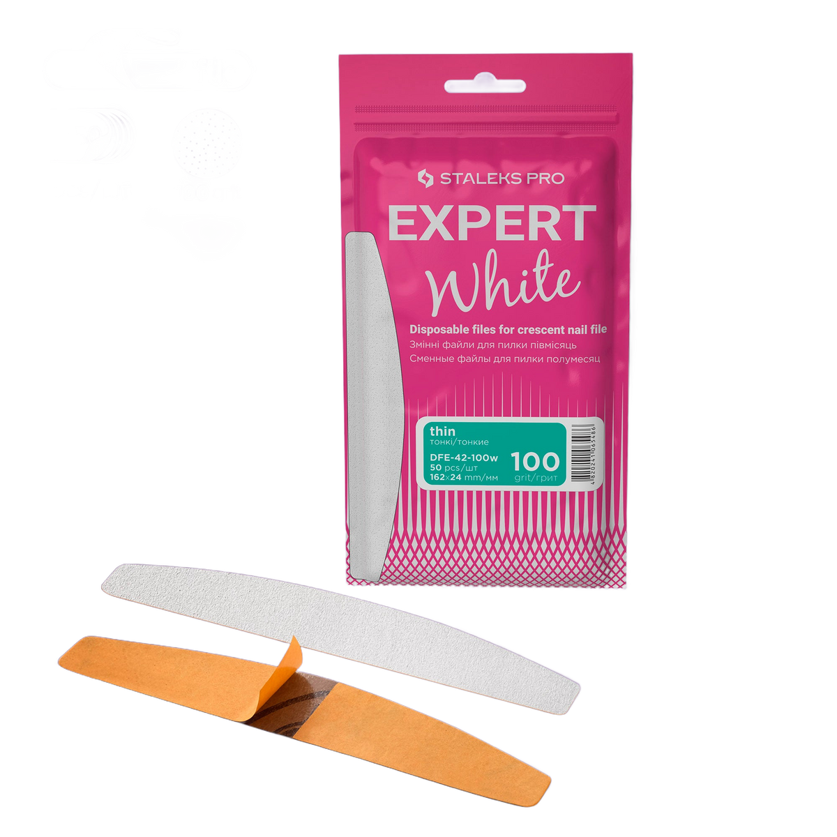 Staleks Disposable white files for crescent nail file EXPE - DFE-42-100W - Bild 1