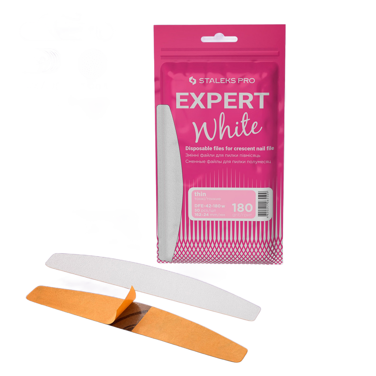 Staleks Disposable white files for crescent nail file EXPE - DFE-42-180W - Bild 1