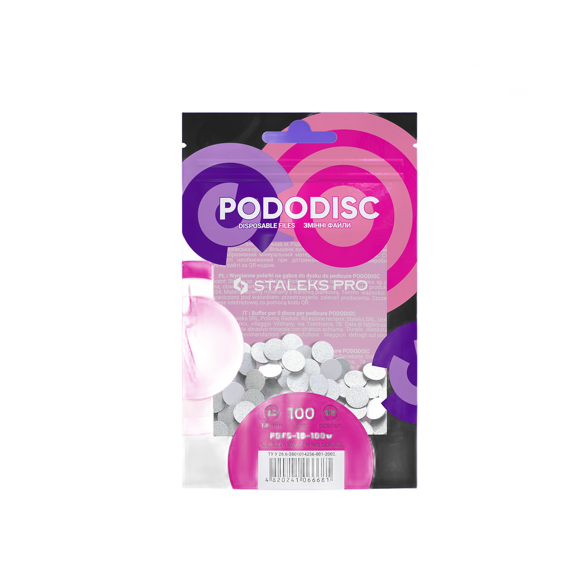 Staleks Disposable white files on soft foam layer for pedi - PDFS-10-100W - Bild 1