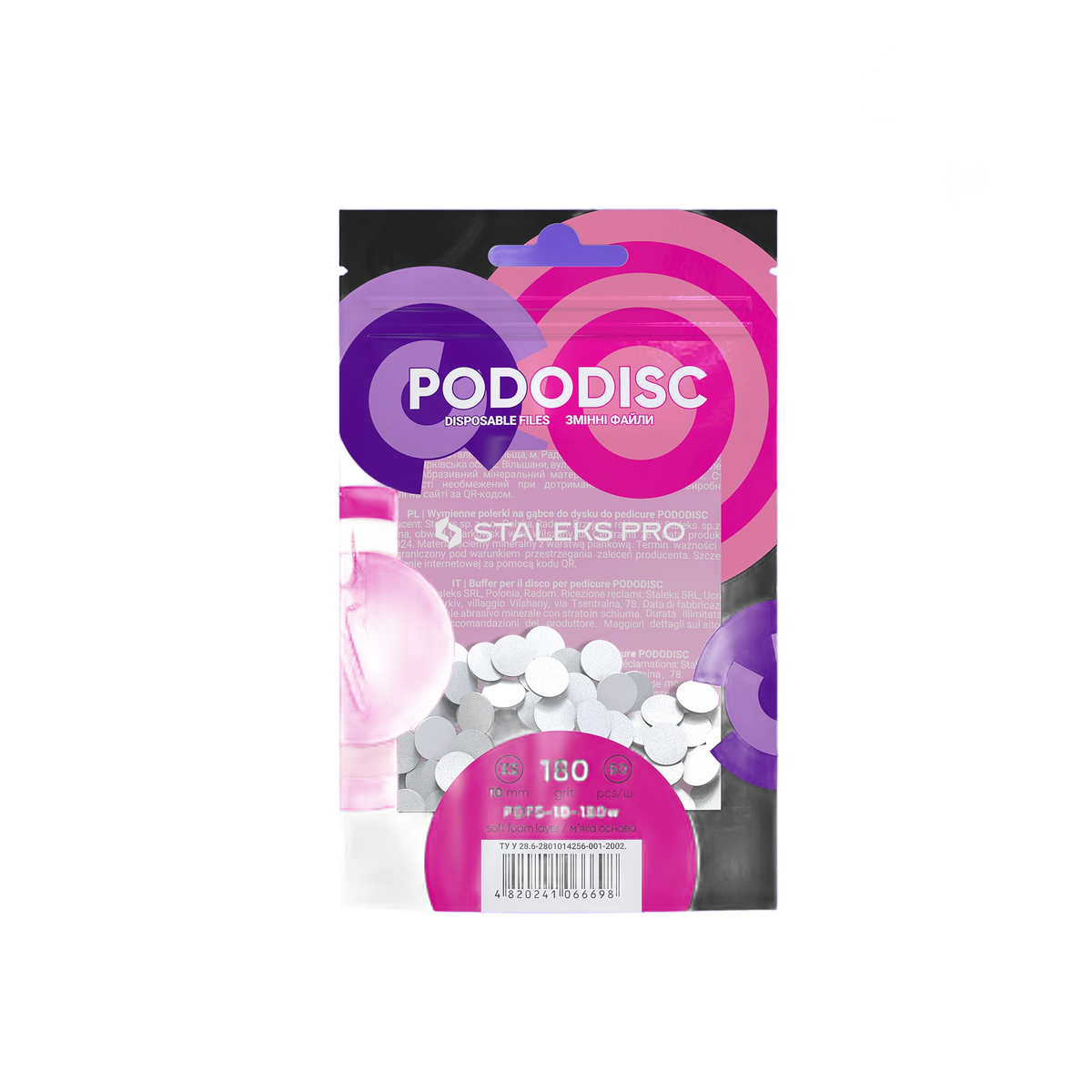 Staleks Disposable white files on soft foam layer for pedi - PDFS-10-180W - Bild 1