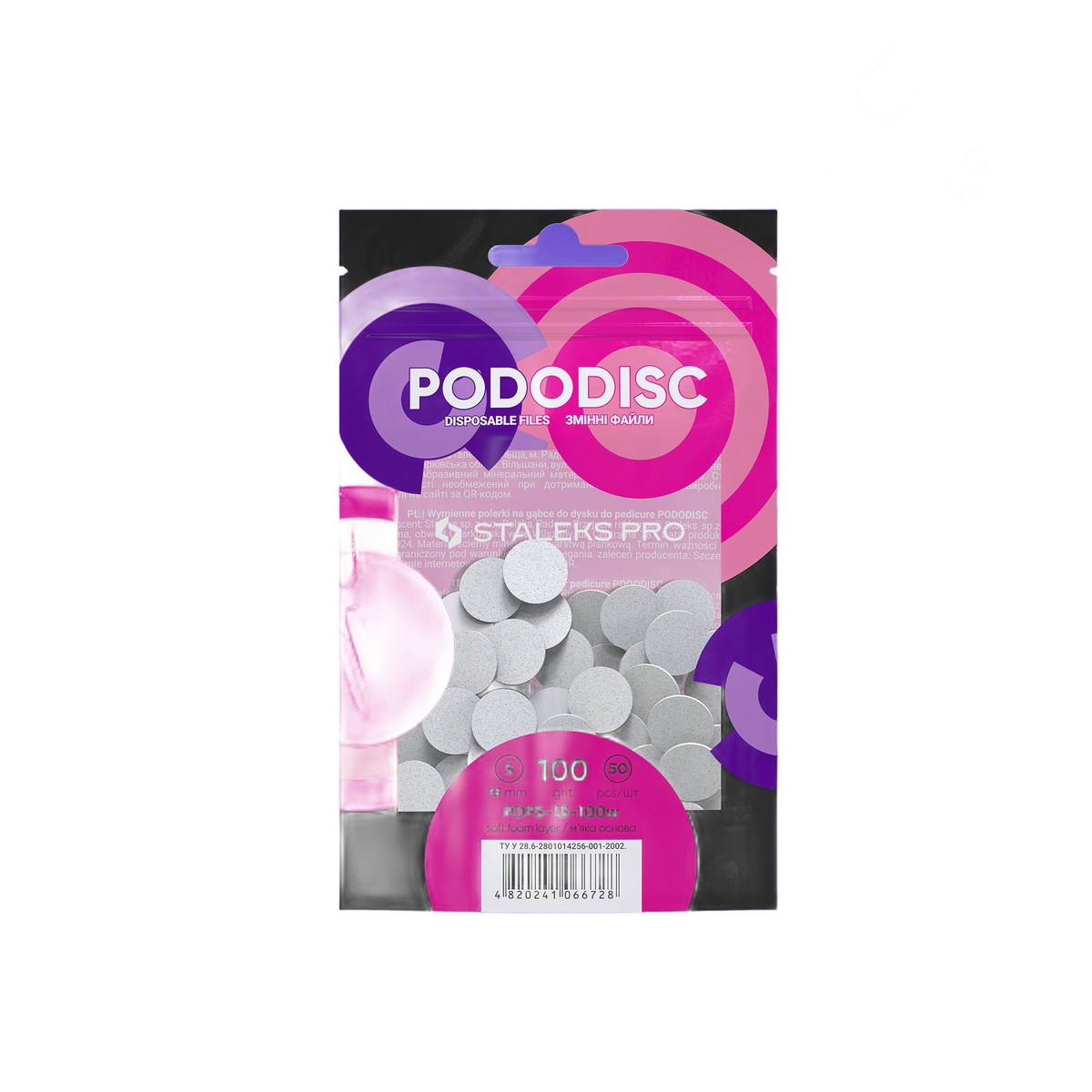 Staleks Disposable white files on soft foam layer for pedi - PDFS-15-100W - Bild 1