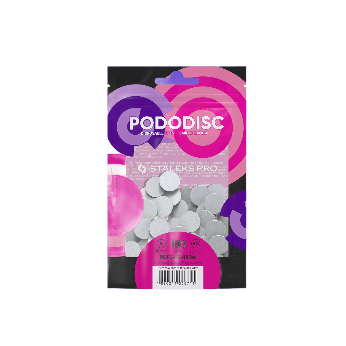 Staleks Disposable white files on soft foam layer for pedi - PDFS-15-180W - Bild 1