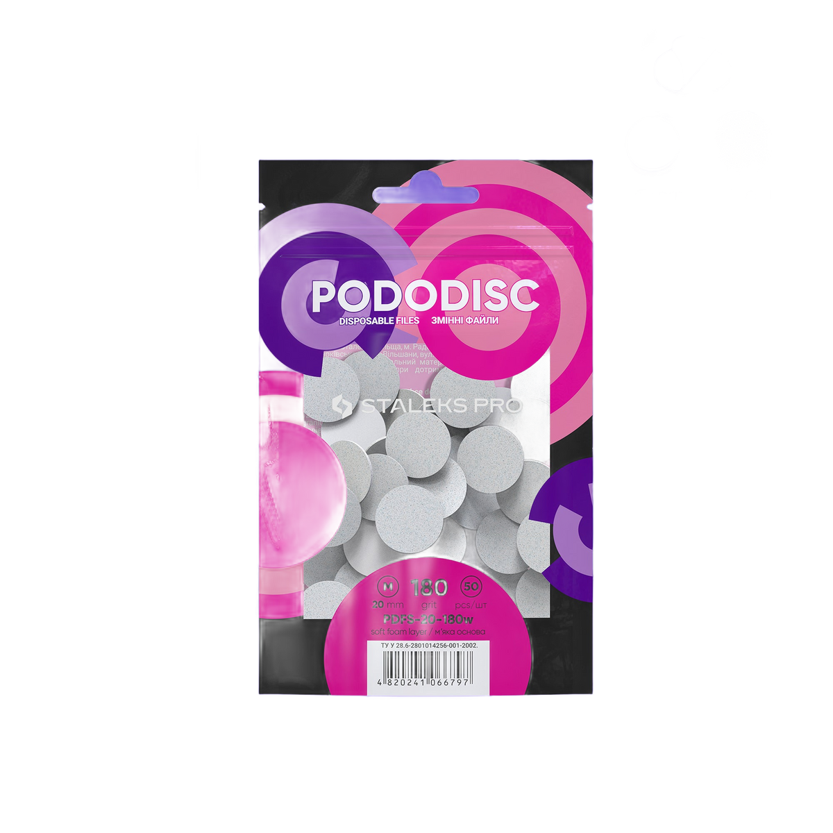 Staleks Disposable white files on soft foam layer for pedi - PDFS-20-180W - Bild 1