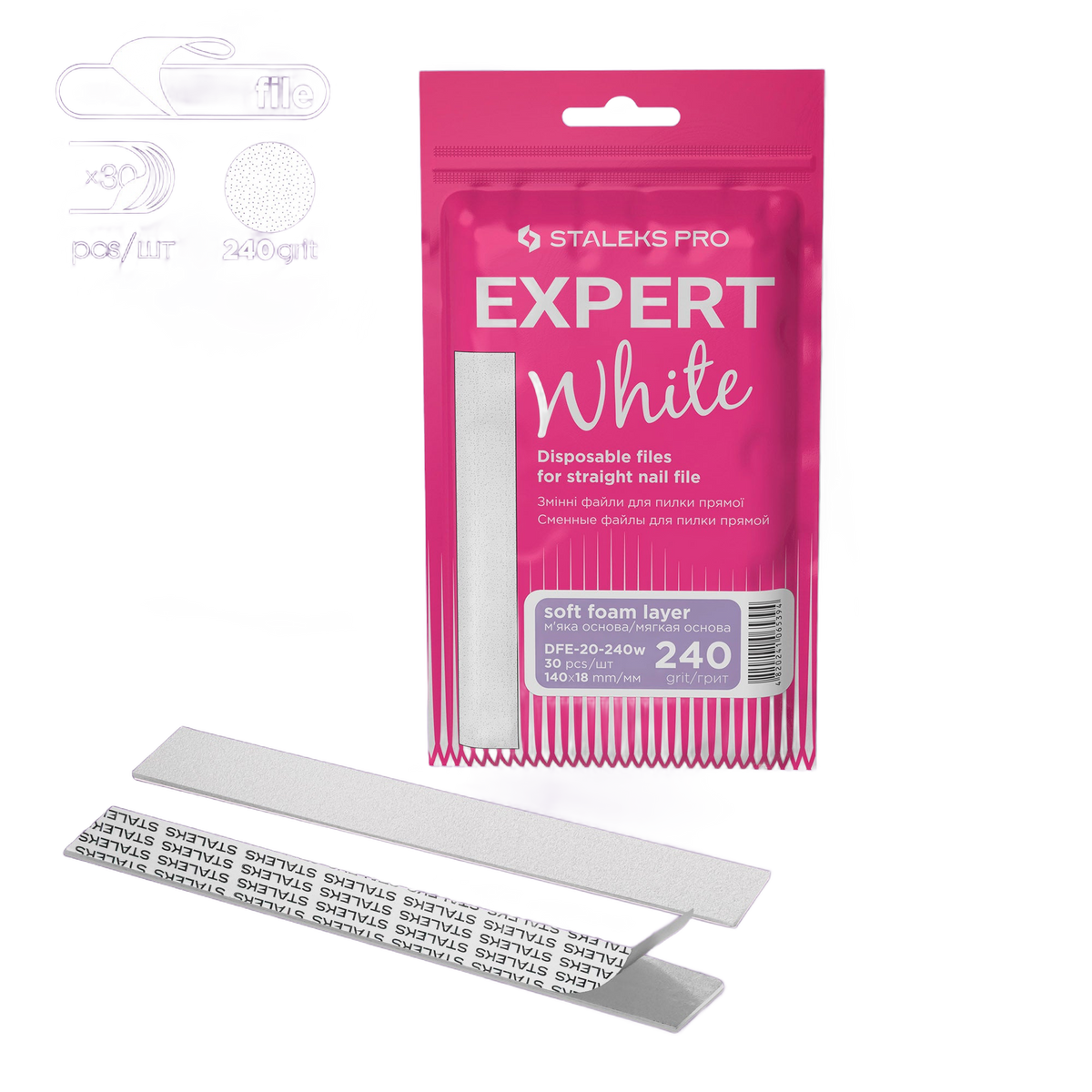 STALEKS EXPERT 20 Selbstklebende Wechselfeilen für gerade Feile mit weicher Basis, 240 Grit (30 Stück) – Bild 1