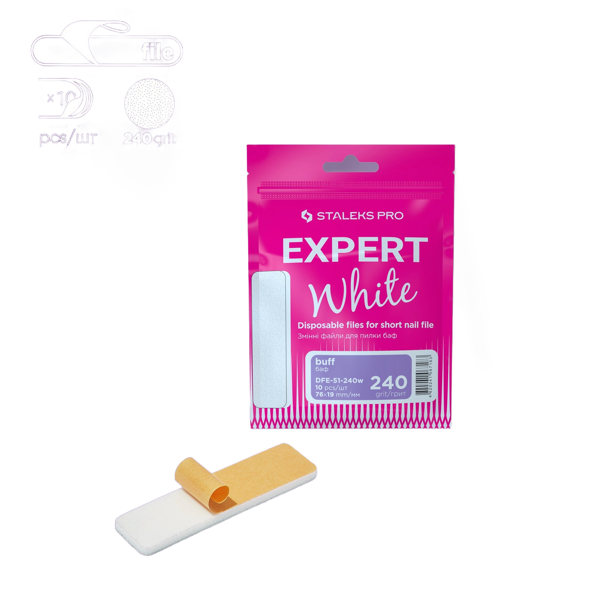 STALEKS EXPERT 51 Selbstklebende Wechselfeilen-Buffs für kurze Feile, 240 Grit (10 Stück) – Bild 1