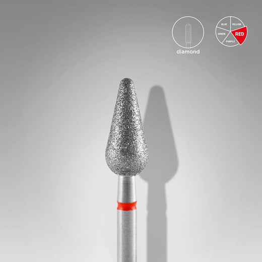 STALEKS EXPERT Rote Diamantfräser «Abgerundete Birne», Durchmesser 5 mm, Arbeitsteil 12 mm – Bild 1